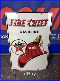 Original 1953 TEXACO Fire Chief Gas Pump Plate Porcelain Sign Gas & Oil
