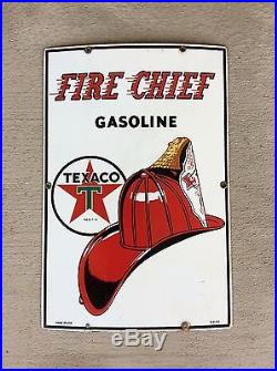 Original 1953 TEXACO Fire Chief Gas Pump Plate Porcelain Sign Gas & Oil