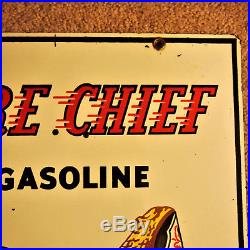 Original 1953 TEXACO Fire Chief Gas Pump Plate Porcelain Sign, Gas & Oil, vintage