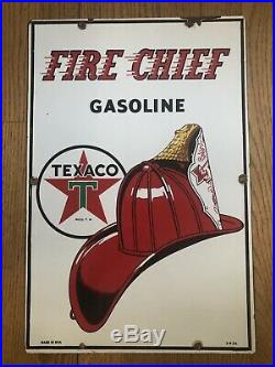 Original 1954 Texaco Fire Chief Gasoline Gas Pump Service Station Porcelain Sign