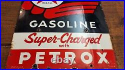 Original 1955 Porcelain Texaco Sky Chief Marine Gasoline Petrox Pump Badge