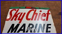 Original 1955 Porcelain Texaco Sky Chief Marine Gasoline Petrox Pump Badge
