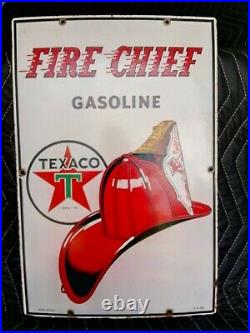 Original 1956 Texaco Fire Chief Pump Plate Gas & Oil Sign 18X12 rare