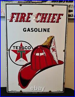 Original 1956 Texaco Fire Chief Pump Plate Gas & Oil Sign 18 X 12 rare