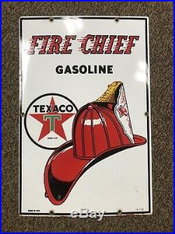 Original 1957 TEXACO Fire Chief Gas Pump Plate Sign