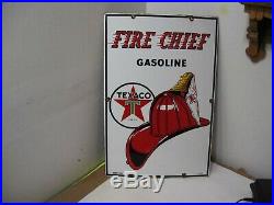 Original 1957 Texaco Fire Chief Gasoline Gas Pump Service Station Porcelain Sign