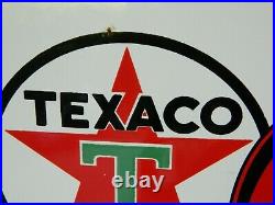 Original 1957 Texaco Fire Chief Gasoline Porcelain Gas Pump Sign, Vintage