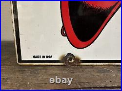 Original 1957 Texaco Fire Chief Gasoline Porcelain Pump Plate Sign Made In USA