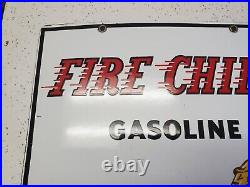 Original 1957 Texaco Fire Chief Gasoline Porcelain Pump Plate Sign + Sticker