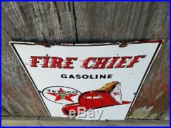 Original 1957 Vintage TEXACO FIRE CHIEF Gas Porcelain Gas Pump Advertising Sign