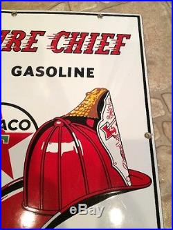 Original 1962 Texaco Fire Chief Gas Pump Porcelain Sign