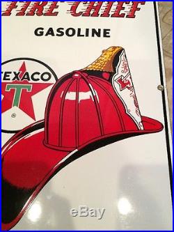 Original 1962 Texaco Fire Chief Gas Pump Porcelain Sign