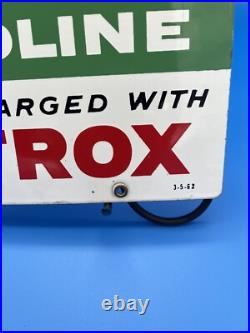 Original 1962 Texaco Sky Chief Gasoline Petrox Porcelain Pump Plate Sign NICE