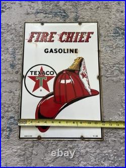 Original 3-5-1960 Texaco Fire Chief Porcelain Sign Pump Plate NOT REPOP