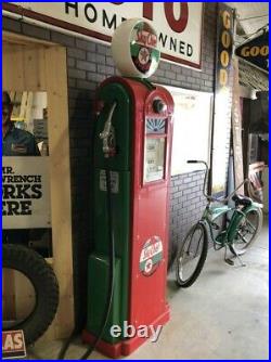 Original ART DECO Vintage WAYNE 60 Gas Pump Wide Body w Globe & Lenses TEXACO