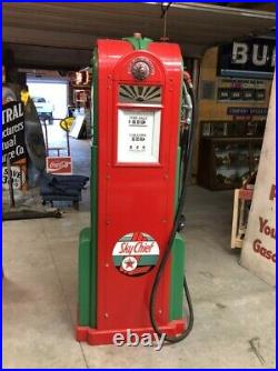 Original ART DECO Vintage WAYNE 60 Gas Pump Wide Body w Globe & Lenses TEXACO