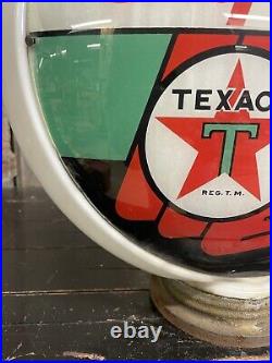 Original Early Vintage Texaco Sky Chief Gas Pump Single Lens Milk Glass Globe