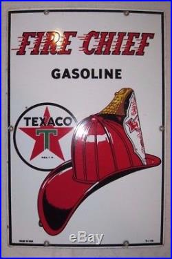 Original Porcelain TEXACO Sky Chief Gas Pump Sign 18 x 12 Gas & Oil Xlnt Cond