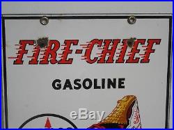 Original Porcelain Texaco Fire Chief Gas Pump Sign Small 12 x 8