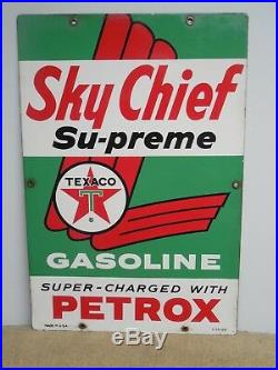 Original Porcelain Texaco Sky Chief Gas Pump Sign