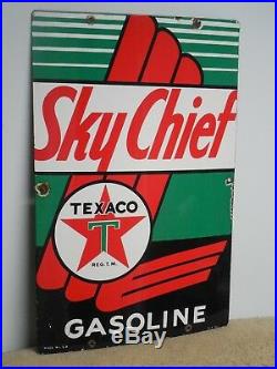Original Porcelain Texaco Sky Chief Gas Pump Sign