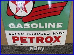 Original Porcelain Texaco Sky Chief Gas Pump Sign 18 x 12 Gas & Oil