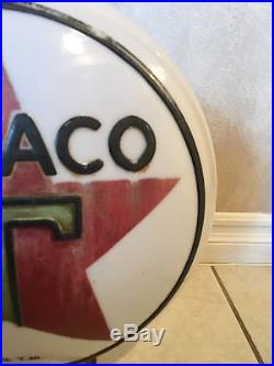 Original Raised Letter 1920's Texaco Gas Pump Globe Milk Glass Baked Paint