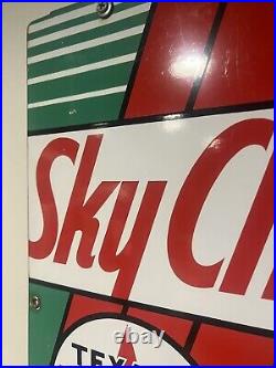 Original Sky Chief Gasoline Sign Metal Porcelain Texaco Pump Plate From 1940