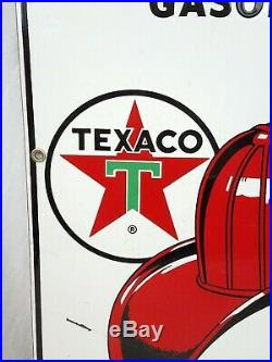 Original TEXACO FIRE CHIEF PORCELAIN Sign GAS pump plate 1962 OIL 18 nice