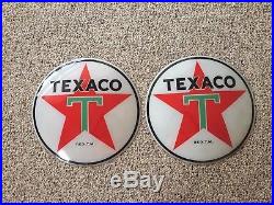 Original Texaco Gas Pump Globe 13 1/2 Glass Panel Lens Set