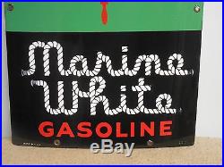 Original Texaco Marine White Porcelain Gas Pump Plate Sign