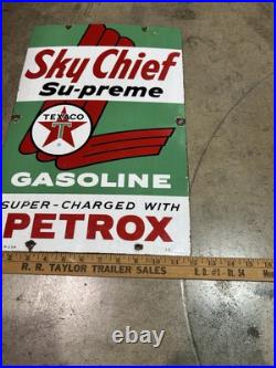 Original Texaco Sky Chief Gasoline Porcelain Pump Plate Sign Rare 50's 60's Original Texaco Sky Chief Gasoline Porcelain Pump Plate Sign Rare 50's 60's