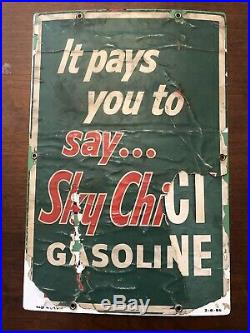 Original Texaco Sky Chief Su-Preme Petrox Porcelain Gas Pump Sign