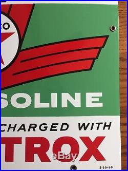 Original Texaco Sky Chief Su-Preme Petrox Porcelain Medal Gas Pump Sign