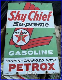 Original Texaco Sky Chief Su-preme Gas Pump Sign