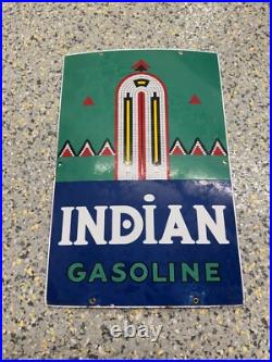Original Vintage 1941 Texaco Indian Gasoline Porcelain Pump Plate Sign Original Vintage 1941 Texaco Indian Gasoline Porcelain Pump Plate Sign