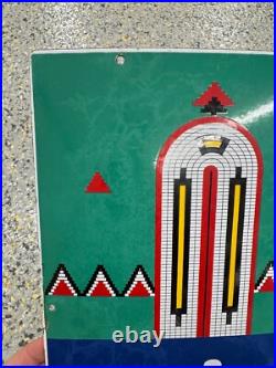 Original Vintage 1941 Texaco Indian Gasoline Porcelain Pump Plate Sign Original Vintage 1941 Texaco Indian Gasoline Porcelain Pump Plate Sign