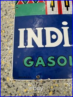 Original Vintage 1941 Texaco Indian Gasoline Porcelain Pump Plate Sign Original Vintage 1941 Texaco Indian Gasoline Porcelain Pump Plate Sign
