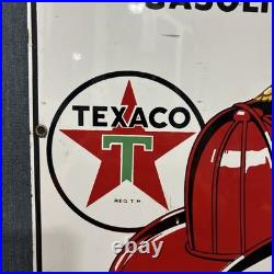 Original Vintage 1957 Texaco Fire Chief Porcelain Gas Pump Sign 18x12