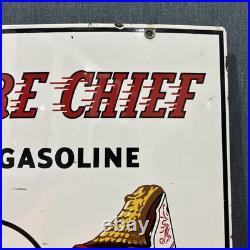 Original Vintage 1957 Texaco Fire Chief Porcelain Gas Pump Sign 18x12