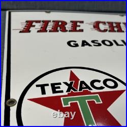 Original Vintage 1960 Texaco Fire Chief Porcelain Gas Pump Sign 18x12