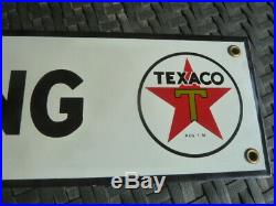 Original Vintage 1960s Texaco Gas Pump Plate Porcelain Metal Sign NOS