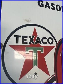 Original Vintage Texaco Fire Chief Gasoline Pump Plate Sign 1961 Porcelain