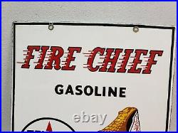 Original dated 3-6-62 Texaco Fire Chief Pump Plate Gas & Oil Sign 18X12 rare