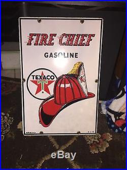 Porcelain Texaco Fire Chief 3-5-62 Original Gas Pump Plate Plaque Sign Oil