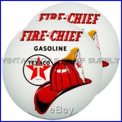 Pair of Texaco Fire Chief 13.5 Gas Pump Lenses (G195)