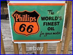 Phillips 66 Gas & Oil Worlds Finest Oil Enamel Sign Gas Pump Sign