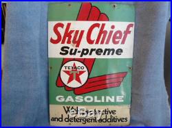 Porcelain Antique Sky Chief Supreme with Additives Gas Sign from a gas pump