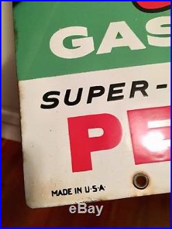 Porcelain Antique Sky Chief Supreme with Petrox Texaco Gas Pump Metal Sign