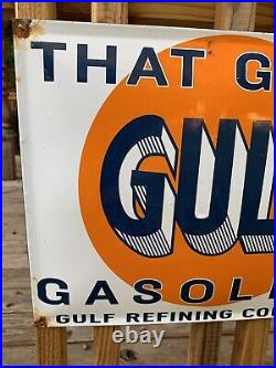 Porcelain Good Gulf gasoline oil vintage style advertising enamel gas pump sign